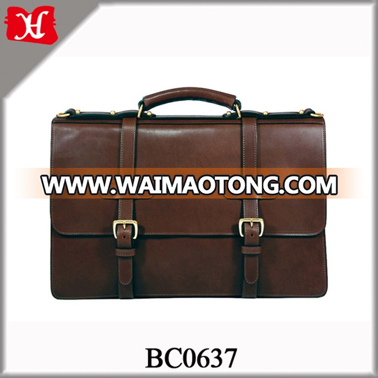 Genuine Leather Bag Men Dark Brown Bridle Leather Briefcase